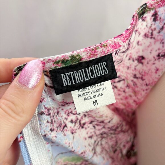 Retrolicious spring garden print sleeveless a-line dress size Medium - Picture 4 of 5